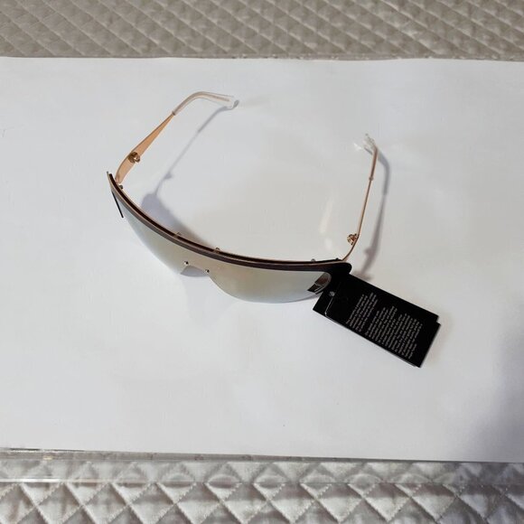 NWT Adam Selman x Le Specs gold mirrored lens shield inspired sunglasses - Picture 9 of 11